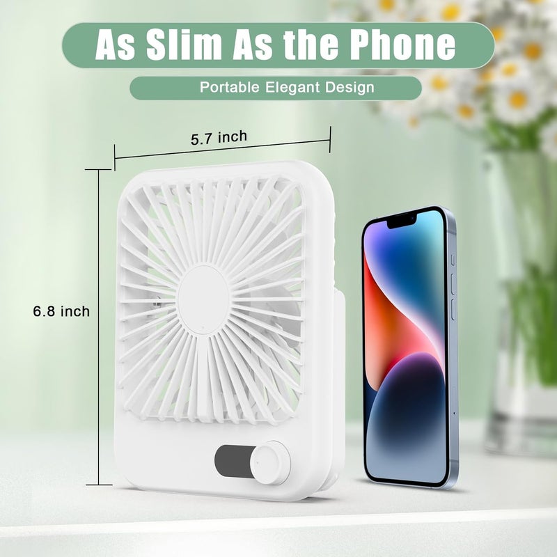 COOPERWIN Travel Fan for Sleeping, 6.8" Small Portable Fan Rechargeable Battery Powered, 100 Speeds Personal Mini Desk Fan for Office Bedroom, Cruise Ship Beach Vocation Travel Essentials, White - Image 4